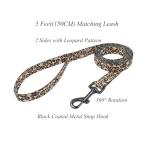 Olahibi Dog Collar Leash Set, Leopard Pattern, Polyester Material, Adjustable Collar and 5ft Matching Leash, for Medium Dogs.(M, Brown Leopard)