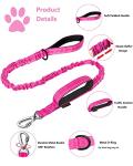 AUBELL Tactical Dog Collar and Leash Set, Reflective Adjustable Heavy Duty Military K9 Collars with Handle and Metal Buckle for Large Dogs, with Airtag Case and 2 Patches(Pink,L)