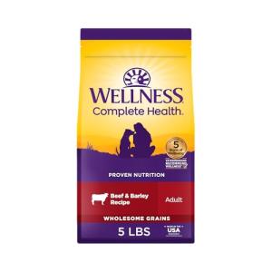 Wellness Complete Health Dry Dog Food, Wholesome Grains, Natural, Beef & Barley Recipe, (5-Poud Bag)