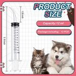 12 Pieces Baby Bird Feeding Syringe 12 ml Pet Liquid Syringes Kitten Feeder for Small Dogs Cats Puppy Kitten and Other Small Animal Breeding Supplies
