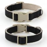 Plutus Pet Cotton Hemp Dog Collar and Leash Set, Adjustable Collar for Small, Medium, and Large Dogs, Heavy Duty and Soft on Skin, Black, S