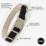 Plutus Pet Cotton Hemp Dog Collar and Leash Set, Adjustable Collar for Small, Medium, and Large Dogs, Heavy Duty and Soft on Skin, Black, S