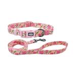 Olahibi Dog Collar and Leash Set, Lily Floral Pattern, Polyester Material, 5ft Leash, for Small Dogs.(S, Pink Lily)