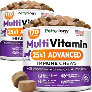 (2 Pack) Dog Multivitamin Chewable - 340 Chews - Dog Vitamins and Supplements with Glucosamine - Hip & Joint, Pet Immune Support, Gut & Heart Health - Senior & Puppy Multivitamin Pet Supplement