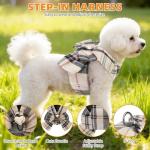 KOOLTAIL Small Dog Harness and Leash Set,Step in No Pull&Choke Soft Mesh Padded Adjustable Pet Vest Harness with Bowtie for Extra-Samll Medium Dogs and Cats,Cute Harnesses for XS S Puppy Beige S