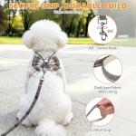 KOOLTAIL Small Dog Harness and Leash Set,Step in No Pull&Choke Soft Mesh Padded Adjustable Pet Vest Harness with Bowtie for Extra-Samll Medium Dogs and Cats,Cute Harnesses for XS S Puppy Beige S