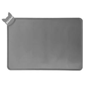 Silicone Pet Feeding Mats, 21"x15" Non-Silp Cat Dog Food Mat for Floors Waterproof, Placemats for Cats and Dogs Water Bowl, BPA Free Pet Feeding Supplies with Raised Edge Easy to Clean (Gray, Large)