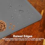 Silicone Pet Feeding Mats, 21"x15" Non-Silp Cat Dog Food Mat for Floors Waterproof, Placemats for Cats and Dogs Water Bowl, BPA Free Pet Feeding Supplies with Raised Edge Easy to Clean (Gray, Large)