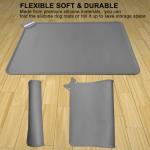 Silicone Pet Feeding Mats, 21"x15" Non-Silp Cat Dog Food Mat for Floors Waterproof, Placemats for Cats and Dogs Water Bowl, BPA Free Pet Feeding Supplies with Raised Edge Easy to Clean (Gray, Large)