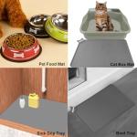 Silicone Pet Feeding Mats, 21"x15" Non-Silp Cat Dog Food Mat for Floors Waterproof, Placemats for Cats and Dogs Water Bowl, BPA Free Pet Feeding Supplies with Raised Edge Easy to Clean (Gray, Large)