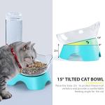 MILIFUN Double Dog Cat Bowls - Pets Water and Food Bowl Set, 15°Tilted Water and Food Bowl Set with Automatic Waterer Bottle for Small or Medium Size Dogs Cats