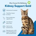 Pet Wellbeing Kidney Support Gold for Cats - Supports Normal Kidney Function & Detox, Healthy Hydration & Energy with Rehmannia & Dong Quai - NASC Certified & Vet-Formulated - 2 oz Liquid Formula