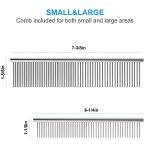 Cafhelp 2 Pack Dog Combs with Rounded Ends Stainless Steel Teeth, Cat Comb for Removing Tangles and Knots, Professional Grooming Tool for Long and Short Haired Dog, Cat and other pets, 6.3IN/7.4IN