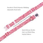 Olahibi Dog Collar Leash Set, Leopard Pattern, Polyester Material, Adjustable Collar and 5ft Matching Leash, for Small Dogs.(S, Pink Leopard)