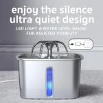 Veken Innovation Award Winner Stainless Steel Cat Water Fountain, 95oz/2.8L Automatic Pet Fountain Dog Water Dispenser with Replacement Filters & Silicone Mat, Gifts for Cats, Dogs (Silver)