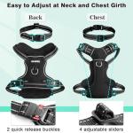 WINSEE Dog Harness No Pull, Pet Harnesses with Dog Collar, Adjustable Reflective Oxford Outdoor Vest, Front/Back Leash Clips for Small, Medium, Large, Extra Large Dogs, Easy Control Handle for Walking