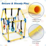 Lonepetu Puppy Play Gym with 8 Hanging Toys, Indoor Jungle Gym Toys for Small Dogs with PVC Frame, Interactive Puppy Toy with Bungee Straps for Entertainment Funny Teething and Mental