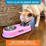 Master Pet Supply Double Dog Bowls Set with Elevated Base and 2 (8 oz) Stainless Steel Removable Dishes (Black Velvet) – Double Cat Food Water Bowl, Dog Puppy Food Bowl Set, Rust Resistant