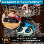 Master Pet Supply Double Dog Bowls Set with Elevated Base and 2 (8 oz) Stainless Steel Removable Dishes (Black Velvet) – Double Cat Food Water Bowl, Dog Puppy Food Bowl Set, Rust Resistant