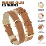 Beirui Soft Padded PU Leather Dog Collar and Leash Set, Durable Dog Leash and Collar Set with Metal Buckle, Breathable Pet Collars with 4FT Leash for Small Dogs（Brown, Neck 11-15"