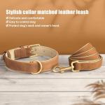 Beirui Soft Padded PU Leather Dog Collar and Leash Set, Durable Dog Leash and Collar Set with Metal Buckle, Breathable Pet Collars with 4FT Leash for Small Dogs（Brown, Neck 11-15"