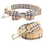 Yizepet Dog Collar and Leash with Bow Tie - Adjustable pet Collar for Dogs with Metal Buckle Collar, Stylish Pattern for Small Medium or Large Boy and Girl Dog and Cat
