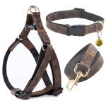 FVQFVQ Dog Collar Harness and Leash-Adjustable and No Pull pet Harness for Dogs with Plastic Buckle, Stylish Pattern for Small Medium or Large Boy and Girl Dog