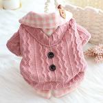 Dog Princess Sweater for Small Dogs Thick Shirt Plaid Clothes Costume Pet Girl Cute Coat Outfits Fall Costumes Winter Dog Sweaters (XS,Pink)