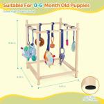 Retyion Wooden Puppy Play Gym for Small Dogs, Puppy Jungle Gym with 8 Hanging Toys, Wood Frame Indoor Puppy Gym with Dog Enrichment Toys for Puppies and Small Pets
