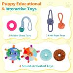 Retyion Wooden Puppy Play Gym for Small Dogs, Puppy Jungle Gym with 8 Hanging Toys, Wood Frame Indoor Puppy Gym with Dog Enrichment Toys for Puppies and Small Pets