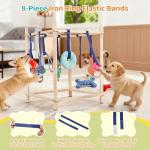 Retyion Wooden Puppy Play Gym for Small Dogs, Puppy Jungle Gym with 8 Hanging Toys, Wood Frame Indoor Puppy Gym with Dog Enrichment Toys for Puppies and Small Pets