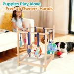 Retyion Wooden Puppy Play Gym for Small Dogs, Puppy Jungle Gym with 8 Hanging Toys, Wood Frame Indoor Puppy Gym with Dog Enrichment Toys for Puppies and Small Pets
