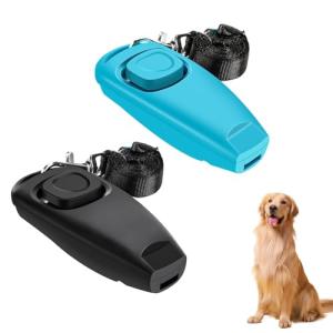 EOEDEPAZ 2-in-1 Dog Training Clicker Whistle for Training and Recall, Pet Training Accessories for Puppy, Cats, Horses & Small Animals - 2 Pack with Lanyard, Reward and Train Your Pets Efficiently