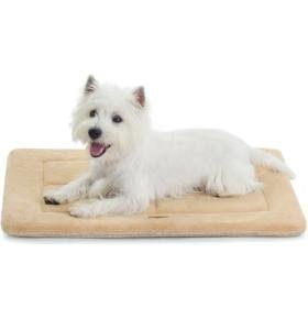 MADE 4 PETS Dog Crate Pad Bed for Small Dogs, Washable & Reversible, Anti-Slip Kennel Mat for Cozy Sleeping, Soft Fluffy Dog Bed for Indoor & Outdoor Use, 24"x18", Khaki