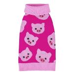 CuteBone Dog Sweater for Medium Large Dogs Pink Pig Knit Puppy Sweater Turtleneck Pet Winter Clothes Cat Apparel with Leash Hole
