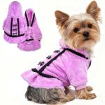 Winter Dog Dress for Small Dogs Girl Puppy Sweater Dog Sweaters Fleece Warm Puppy Dresses with Leash Hole Cute Pink Clothes Bowtie Chihuahua Sweaters Pet Doggie Oufit (Purple, Small)