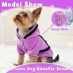 Winter Dog Dress for Small Dogs Girl Puppy Sweater Dog Sweaters Fleece Warm Puppy Dresses with Leash Hole Cute Pink Clothes Bowtie Chihuahua Sweaters Pet Doggie Oufit (Purple, Small)