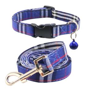 NISIYE Cute Plaid Dog Collar Harness and Leash with Safety Buckle - Adjustable and No Pull Comfortable Dog Collars for Small Puppy, Stylish Durable Gift for Boy Girl Pets