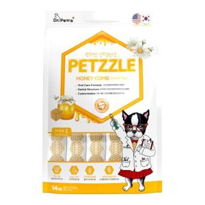 DR.PETRA PETZZLE Honeycomb Dental Plus Dog Dental Chews, Treats, Dog Teeth Cleaning, Dental Care Snacks - Tartar & Breath Care Formula (Manuka Honey Flavor), 14 Treats (4.45 oz.)