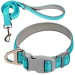 Dog Collar for Medium Small Large Dogs Reflective with Leash,Collar and Leash for Dogs,Soft Neoprene Padded 2 Pack(Blue,S)