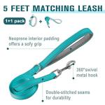 Dog Collar for Medium Small Large Dogs Reflective with Leash,Collar and Leash for Dogs,Soft Neoprene Padded 2 Pack(Blue,S)