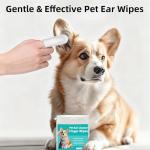 LEOARWE Pet Wipes 3-in-1 Kit for Dogs & Cats - Pet Cleaning Gloves, Ear Cleaner Finger Wipes & Body Wipes, Hypoallergenic Thickened Formula, Deodorizing & Rinse-Free for Grooming Travel