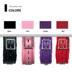 Gothic Leather Choker Collar, PU Leather Fur Lined Collars Necklace with Long and Durable Detachable Leash Chain Pet Collars, Purple