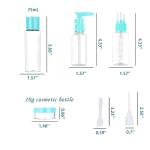 Vitog Travel Bottles Kit, TSA Approved Leak Proof Portable Toiletry Containers Set, Clear flight size PET Cosmetic Containers for Lotion, Shampoo, Cream, Soap, Set of 11 (Blue+Plastic)
