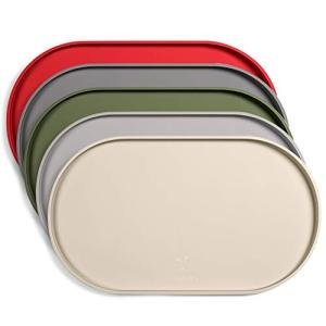 DogBuddy Dog Food Mat - Waterproof Dog Bowl Mat, Silicone Pet Mat for Food and Water Bowls, Nonslip Pet Feeding Mat with Edges, Dogs Food Mats for Floors, Puppy Supplies (Small, White Sand)