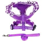 SuperBuddy Upgraded Soft Mesh Dog Harness, Super Breathable Lightweight Pet Harnesses for Puppy Dogs Outdoor Walking, Purple Dog Harness and Dog Leash Set Packing -Small