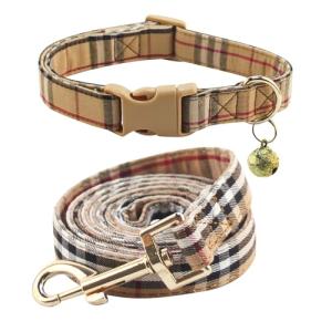 NISIYE Cute Plaid Dog Collar Harness and Leash with Safety Buckle - Adjustable and No Pull Comfortable Dog Collars for Small Puppy, Stylish Durable Gift for Boy Girl Pets