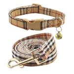 NISIYE Cute Plaid Dog Collar Harness and Leash with Safety Buckle - Adjustable and No Pull Comfortable Dog Collars for Small Puppy, Stylish Durable Gift for Boy Girl Pets