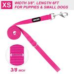 azuza Nylon Dog Collar and Leash Set, Strong & Durable Basic Style Leash and Collar with ID Tag Ring, Available in Multiple Lengths for Puppy and Small Dogs, Hot Pink,XS