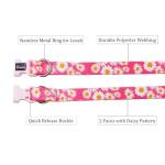 Olahibi Dog Collar and Leash Set, Cute Pink Daisy Pattern, Polyester Material, 5ft Leash, for Small Dogs.(Small, Pink Daisy)